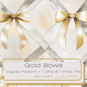 Aquarel gouden en zilveren strik naadloze digitale download, feestelijke flirt decor herhalende tegel illustratie, instant papierbestand png jpg