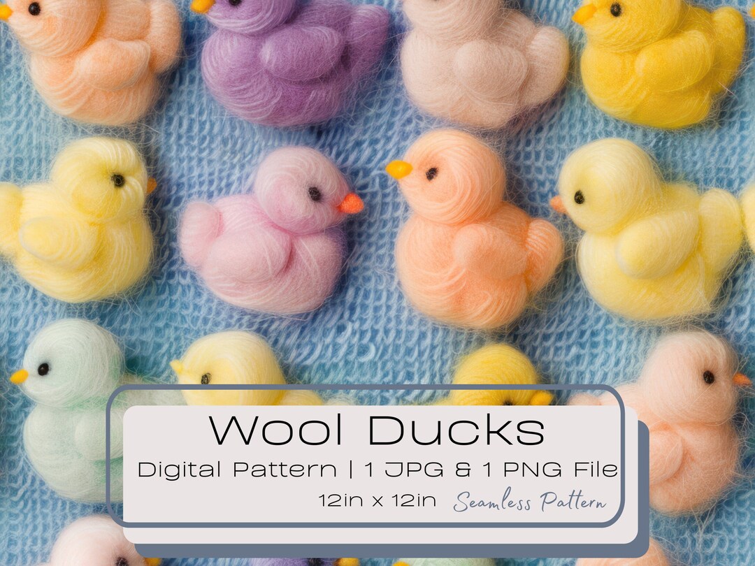 3D Faux Wool Pastel Ducks Seamless Digital Pattern, Cute Knit Spring ...
