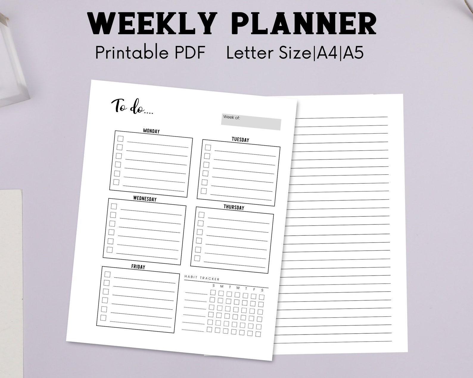 Daily Planner Printable Weekly Planner to Do List Meal Etsy