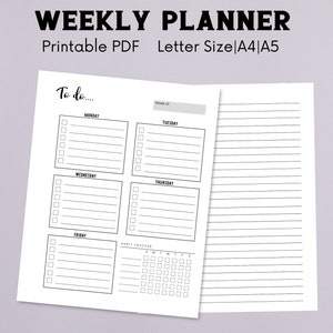 Daily Planner Printable | Weekly Planner | To Do List | Meal Planner | Print on Demand | Letter Size | A4 | A5