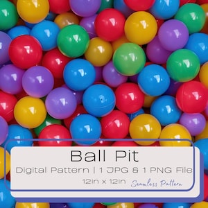 3D Kleurrijke Party Ball Pit Naadloos Digitaal Patroon, Leuke Leuke Herhalende Tegel Illustratie, Verjaardag Speelgoed Jump House Instant PNG JPG