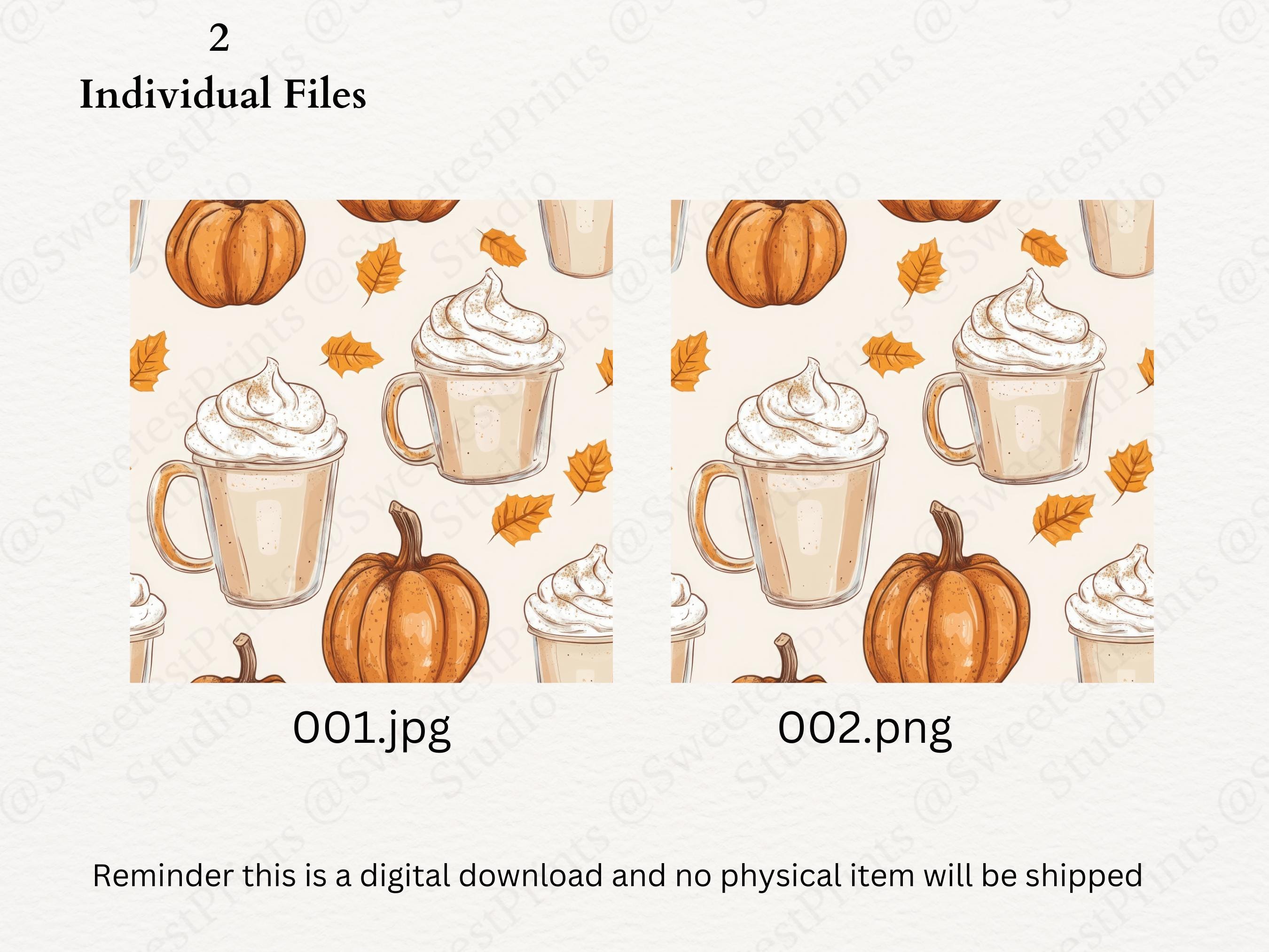 Watercolor Pumpkin Spice Seamless Digital Pattern, Cute Fall Latte ...