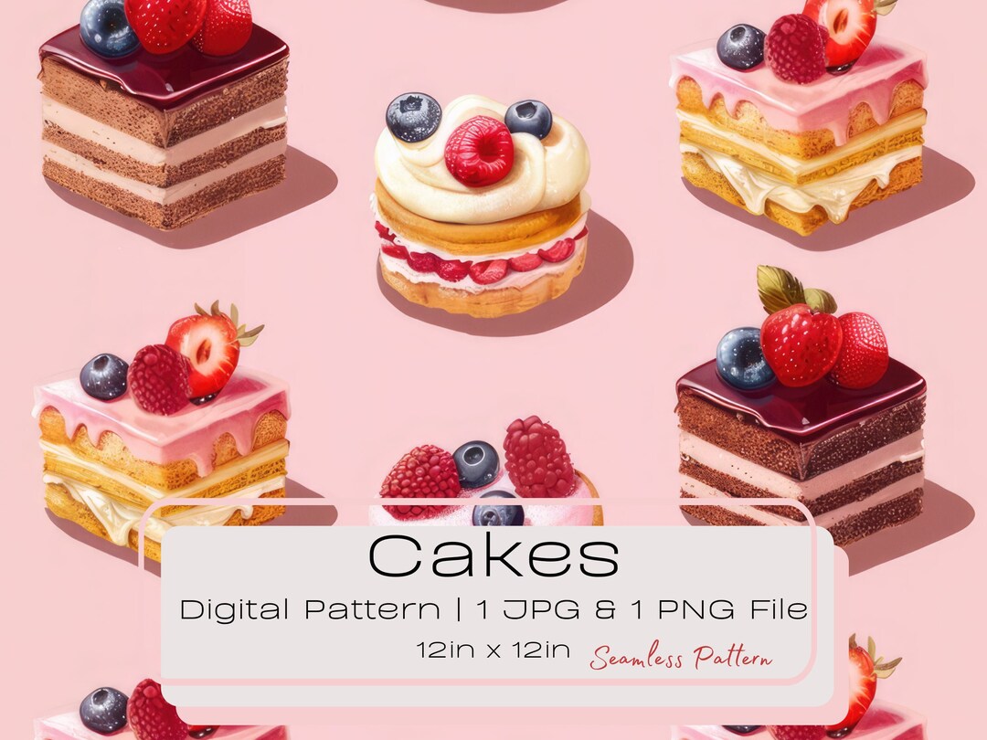 3D Dessert Cakes Seamless Digital Pattern, Bakery Pastry Repeating Tile ...