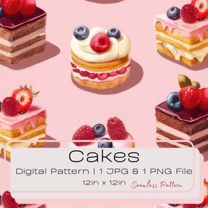 Modèle numérique sans couture de gâteaux dessert 3D, illustration de tuile répétitive de boulangerie pâtisserie, graphiques de produits de boulangerie de cuisine, art de la nourriture instantanée PNG JPG