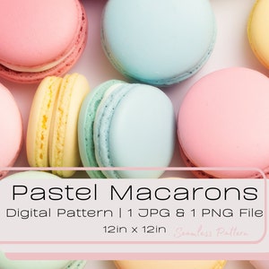 1 Französisches Pastell 3D Macaron Nahtloses Digitales Muster, Französische Bäckerei Gebäck Illustration, Hintergrund Lebensmittelkunst, Sofort PNG JPG