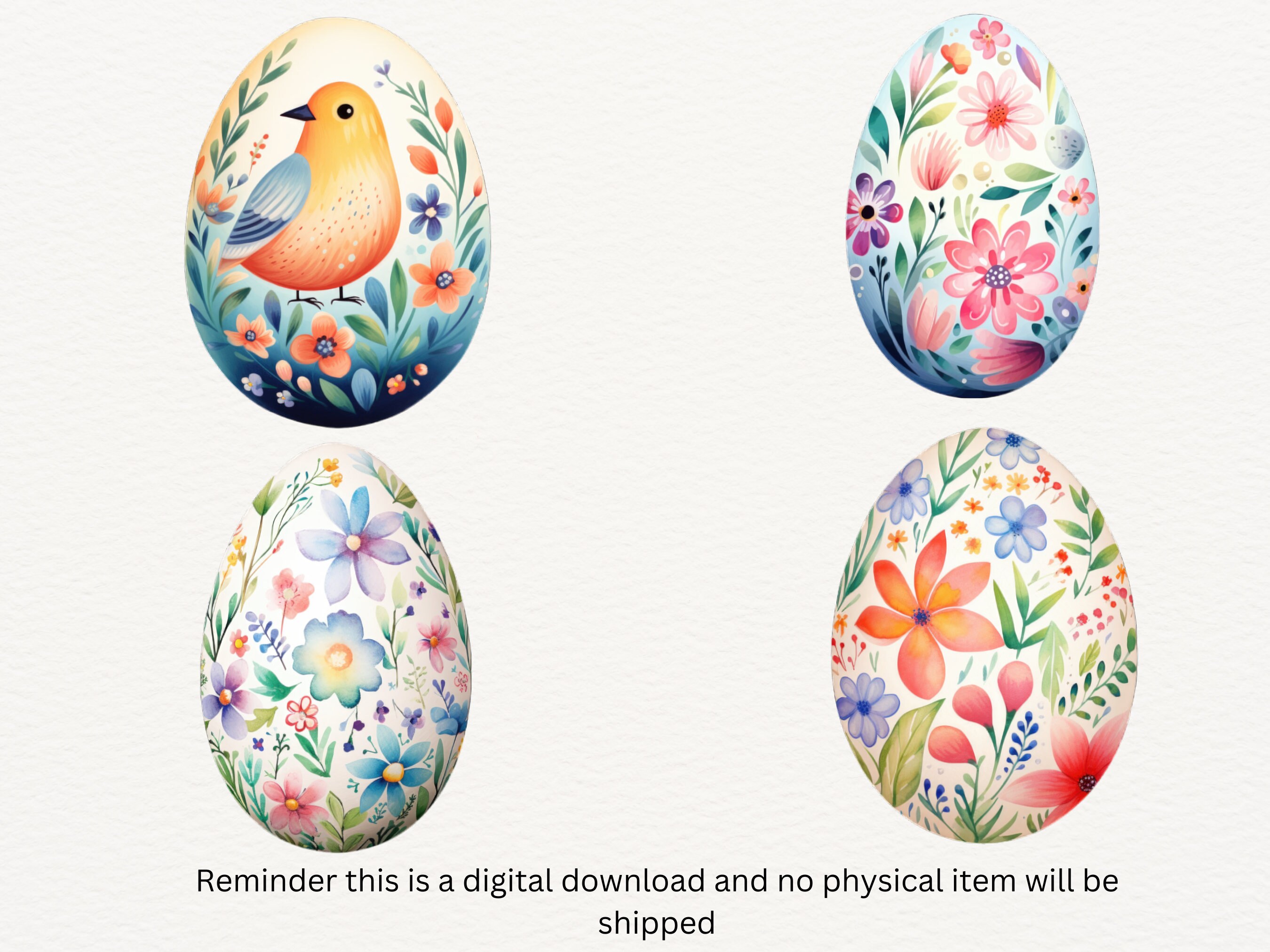 Watercolor Easter Egg Clipart Bundle, Pastel Colorful Spring ...