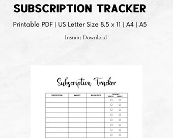 Subscription Tracker Instant Download | Subscription Tracker | Instant Download PDF | Goodnotes Planner Insert
