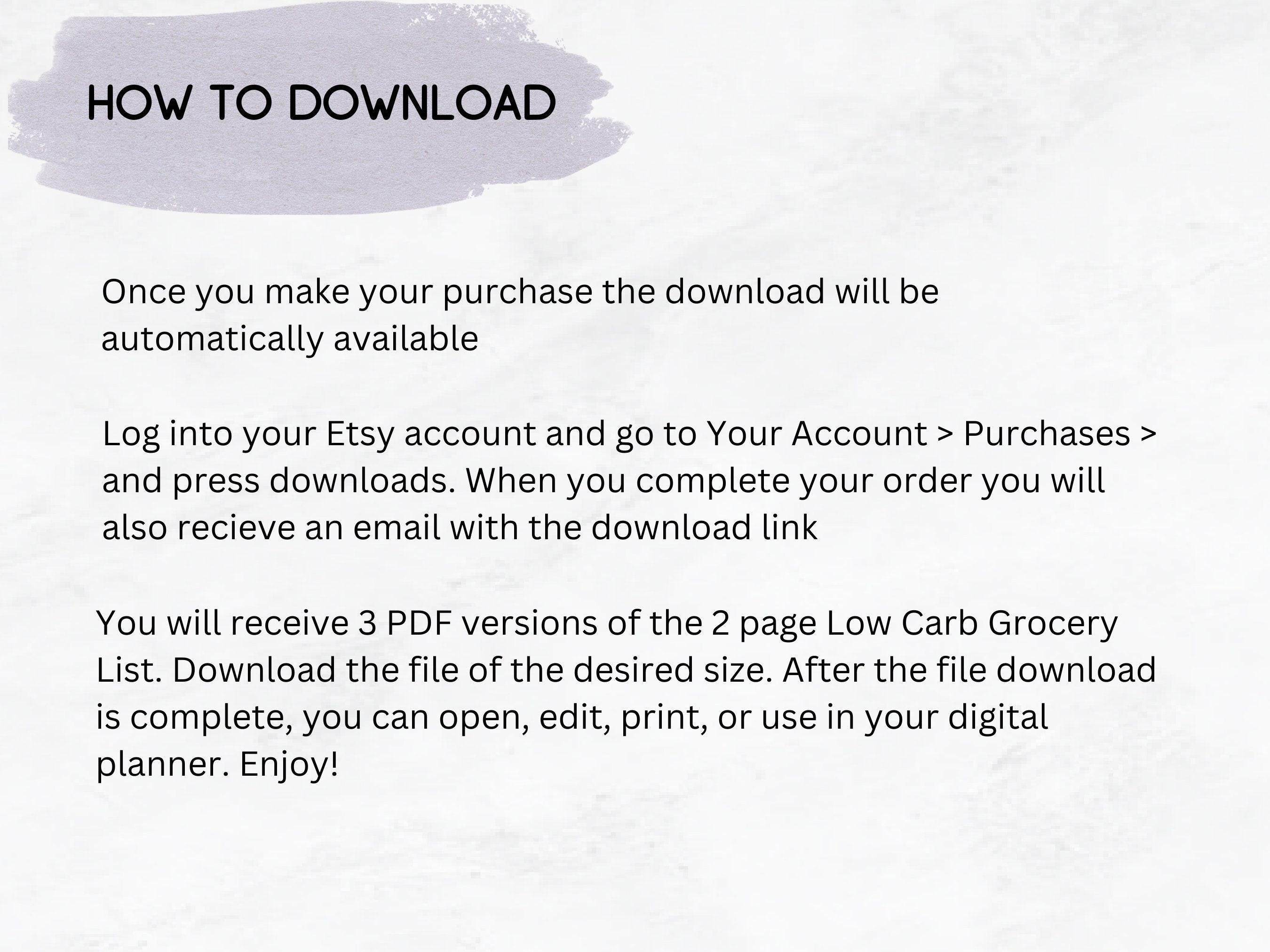 Low Carb Grocery List Bundle Printable Instant Download, Healthy ...