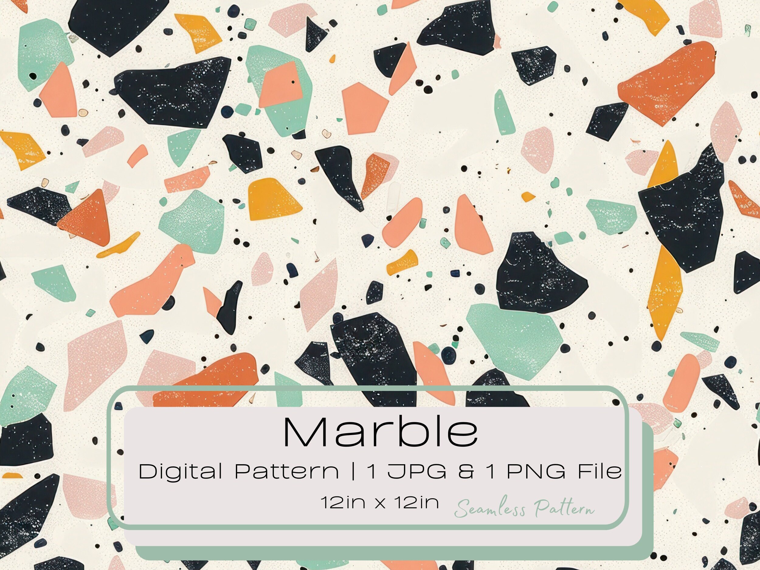 Pastel Marble Texture Seamless Digital Pattern, Terracotta Stone Repeating Tile Illustration, Colorful Confetti Background Wallpaper PNG JPG