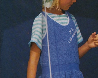 Robe pour filles et haut à manches courtes motif de tricot vintage poitrine de 24 à 34 pouces PDF Téléchargement instantané