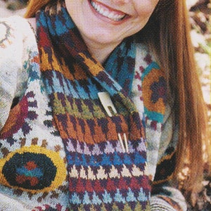 Womens Fair Isle Scarf Knitting Pattern Ladies Schawl PDF Instant Download