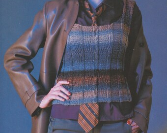 Vintage Knitting Pattern Women Ribbed U-Neck Vest  Ladies Top  PDF Instant Download