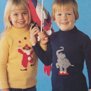 Childrens Sweater/Pullover Vintage Knitting Pattern Boys Girls 20-24 inches PDF Instant Download