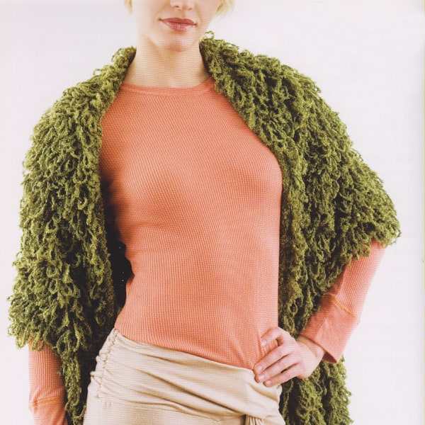 Knitting Pattern Women Loopy Crocheted Shawl PDF Instant Download