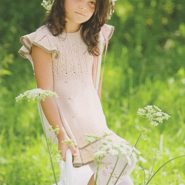 Girls Dress with Lace Knitting Pattern Girls Lace Tunic PDF Instant Download