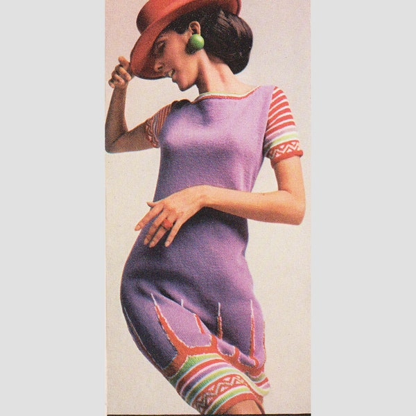 Vintage Knitting Pattern Women Mexican Dress 32'' - 38'', Ladies Summer Dress PDF Instant Download