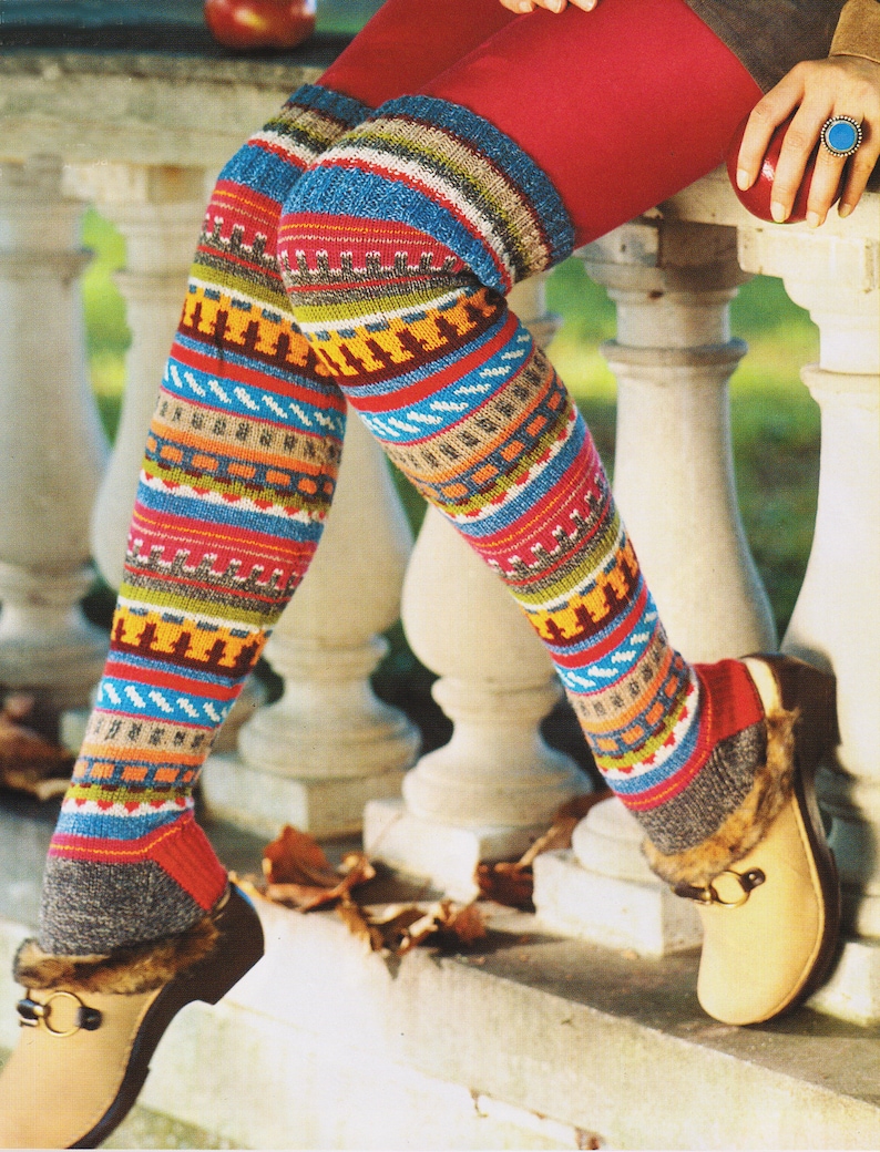 Womens Over the Knee Socks Knitting Pattern Ladies PDF Instant Download
