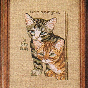 Cross Stitch Pattern Gossip Cat PDF Vintage Embroidery Instant Download