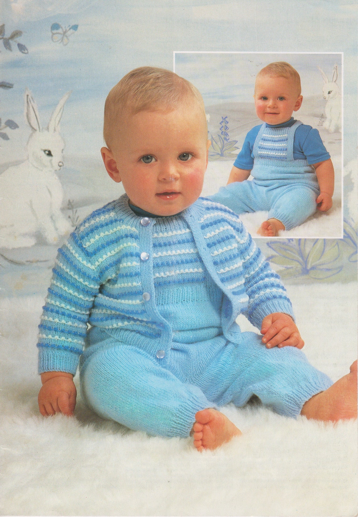 Baby Dungarees and Cardigan Knitting Pattern Girls Boys Set Etsy España