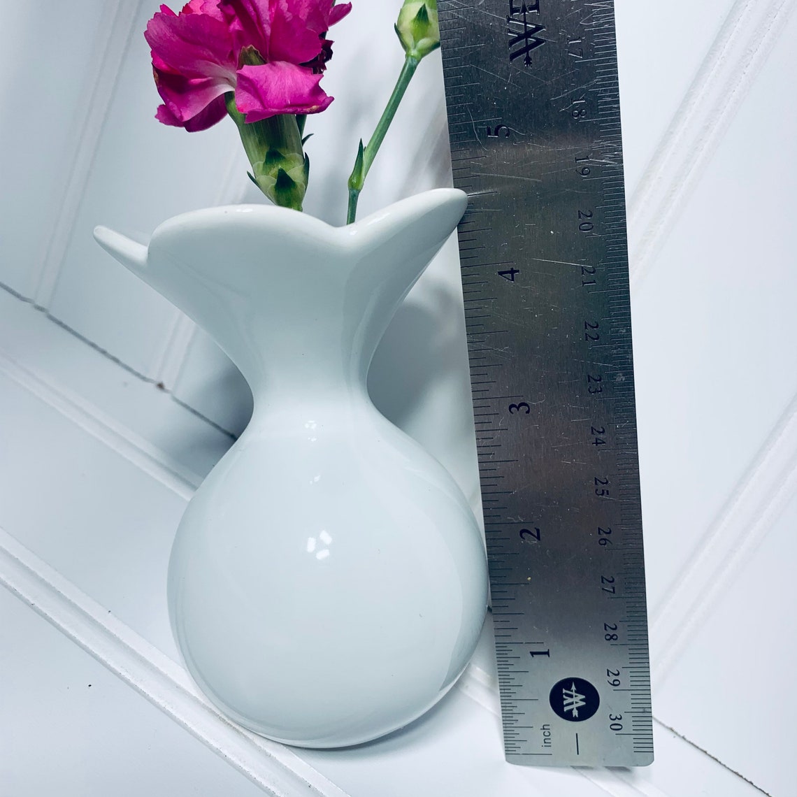 Vintage White Ceramic Bud Vase Floral 4.5 Inches Shabby Chic Etsy