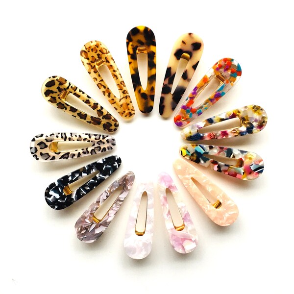 Hair cellulose Clips | Acetate hair clips | Hair Barrettes | water drop resin Clips | Barrettes hair accessories for women.