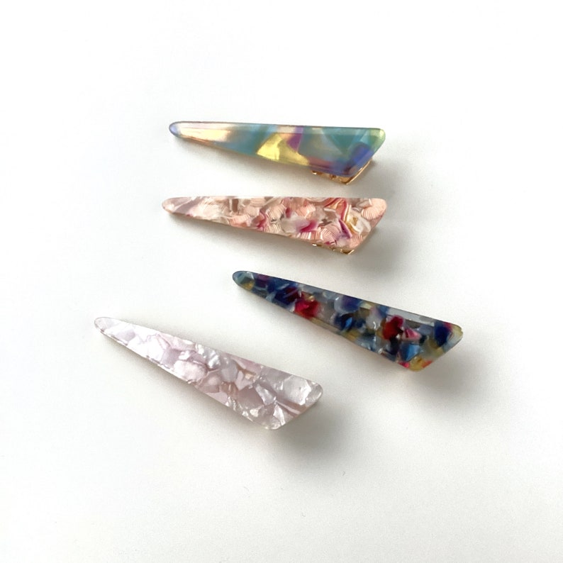 Triangle Hair cellulose Clips Acetate hair clips Hair Barrettes water drop resin Clips Acrylic clips Hair accessories for women image 2