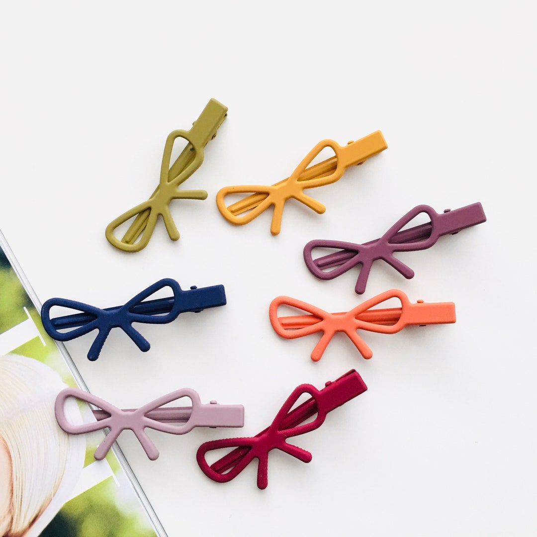 Matte Bow Hair Clips, Acrylic Hair Barrette, Morandi Bobby Clips, Pure