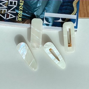Iridescent White cellulose Clips | Acetate hair clips | Hair Barrettes | water drop resin Clips | Barrettes hair accessories for women.