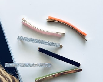 Marble Hair Pin, Acetate Hair Barrette, Morandi Thin Bobby Pin, Korean Hair Accessories, Minimalist Clip, Color Hair Pins