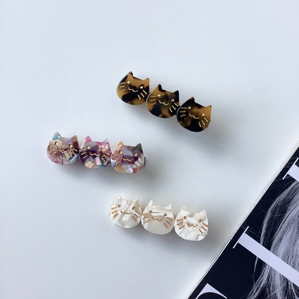 Kitten Hair Clips | Cellulose Hair Clips | Acetate  Hair Barrette | Hair Pin |  For Girl | For Women | Lover Cat