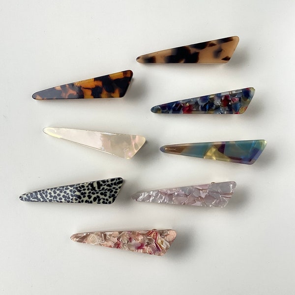 Triangle Hair cellulose Clips | Acetate hair clips | Hair Barrettes | water drop resin Clips | Acrylic clips| Hair accessories for women