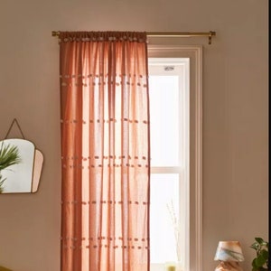 Tufted Curtain For Living Room Bedroom Curtain Door Curtain Window Curtain Bohemian Curtain One Panel Curtain Boho Textured Rust Drapery