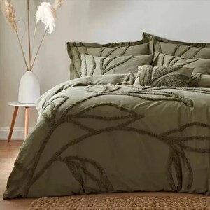 3 Pcs Tufted Cotton Bedding Boho Bedding Queen Duvet Cover Green Bedding With Matching Pillowcases King Comforter Cover Tufted Duvet Cover