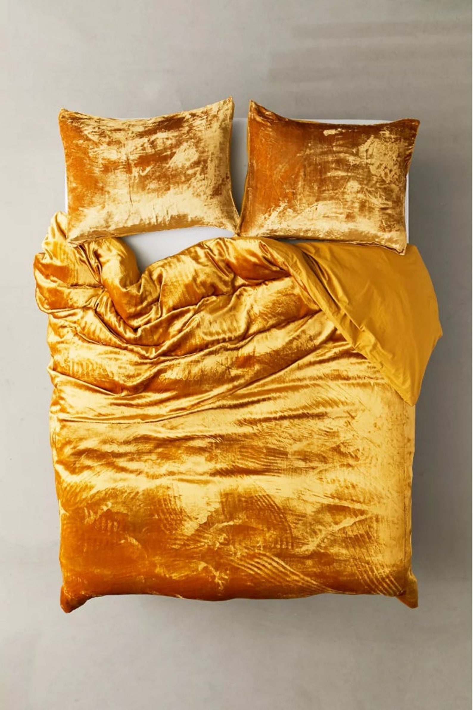 3 Pcs Set Crushed Gold Duvet Set Velvet Bedding Set Ultraluxe Etsy