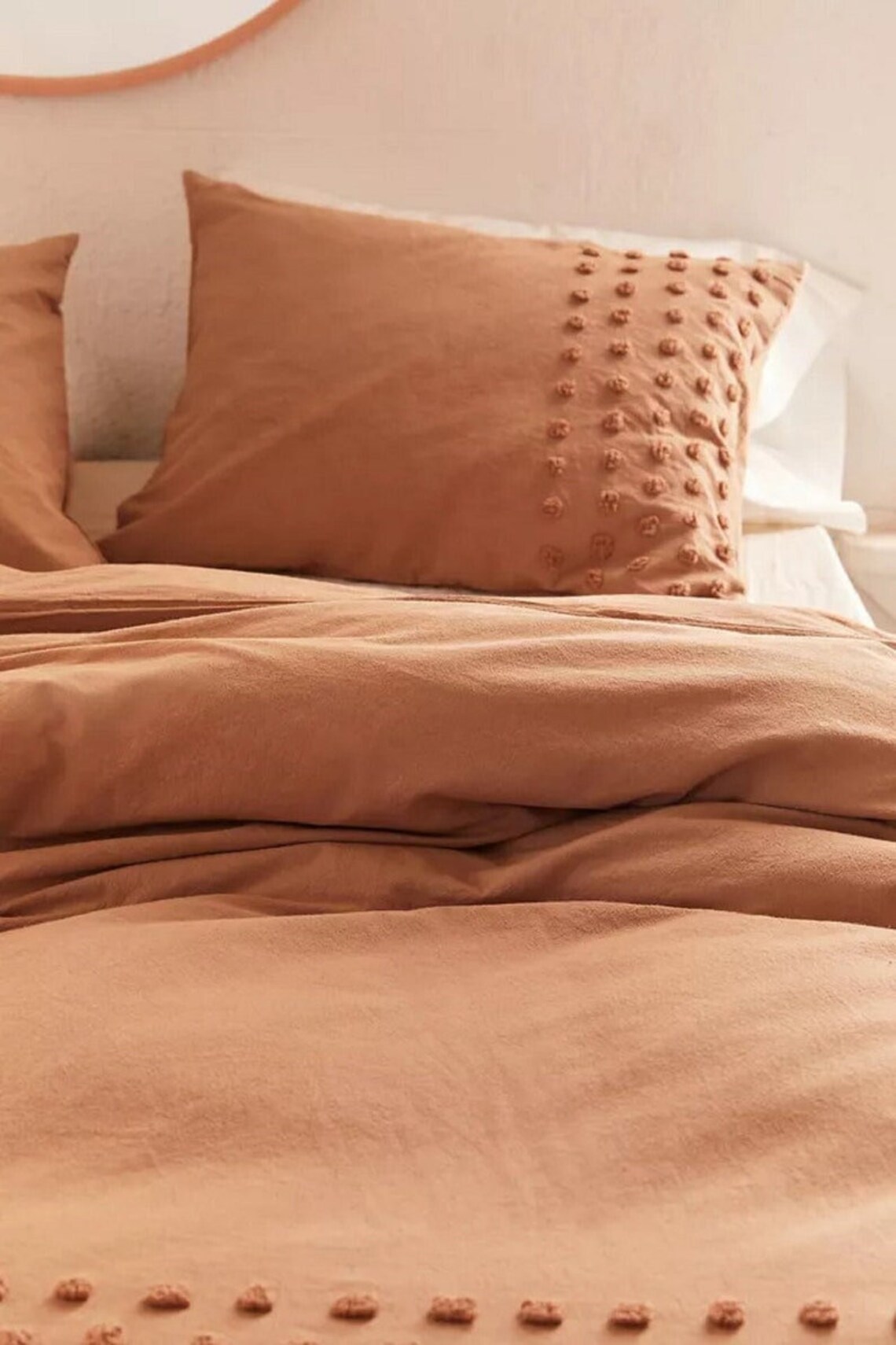 3 Pc Terracotta Duvet Cover Tufted Set Boho Bedding Queen King Etsy