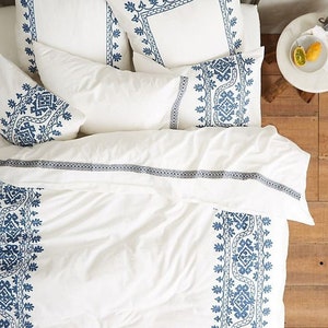 5 Pc Set Bohemian Comforter Cover Embroidered Cotton Duvet Cover Set Cotton Donna Cover Quilt Cover UO Duvet Set Luxury Bedding Queen