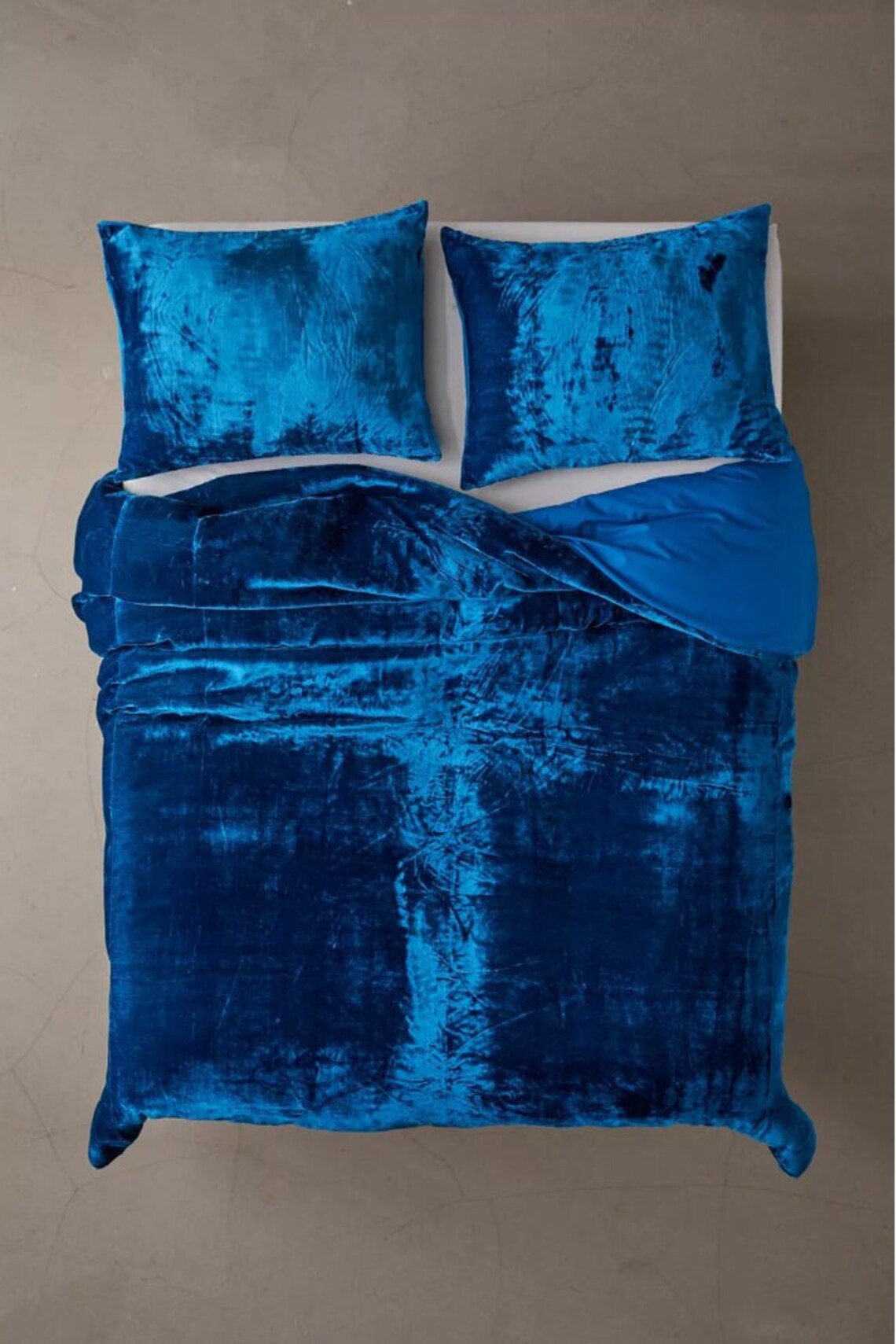 3 Pieces Set Luxury Crushed Blue Velvet Duvet Cover Boho Etsy