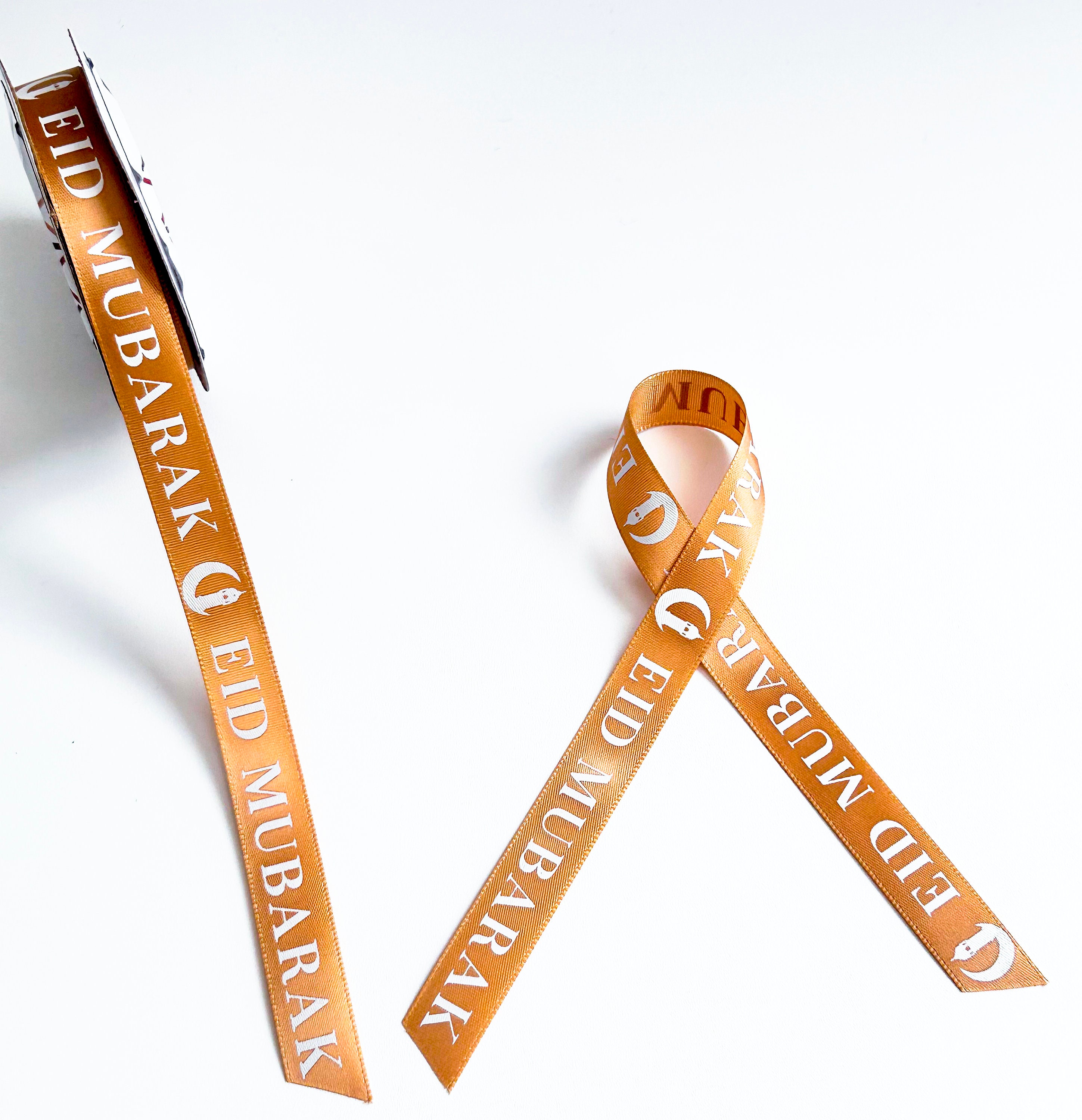 Eid Mubarak Brown/caramel Satin Eid Ribbon Islamic Ribbon Muslim Ribbon ...