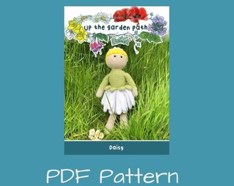 Downloadable Amigurumi crochet pattern for Daisy doll