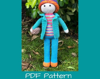 Patrón de crochet amigurumi descargable para la muñeca Flora la Jardinera