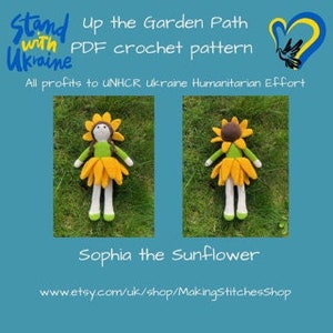 Downloadable Amigurumi crochet pattern for Sophia the Sunflower