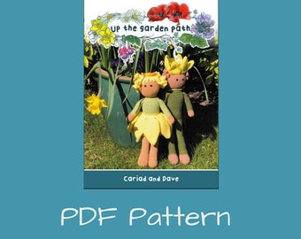 Downloadable amigurumi crochet pattern for Cariad and Dave Daffodil dolls