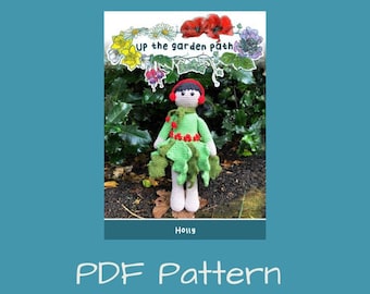Patrón de crochet amigurumi descargable para muñeca Holly