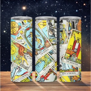 Jeu de cartes de tarot, gobelet 20 oz, lecteur de cartes de tarot, gobelet isotherme, gobelet de voyage, spiritualité, tasses de voyage, tasses métaphysiques