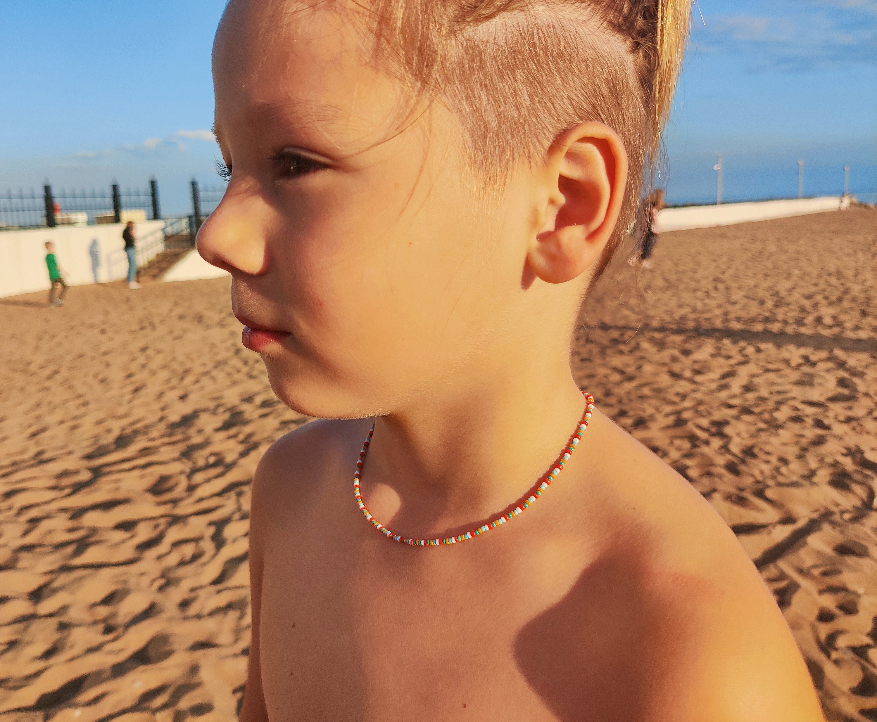 Rainbow Necklace Beaded Choker Baby Girl Choker Kids Etsy