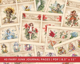Fairy Junk Journal Kit: Vintage Fantasy Scrapbook Paper (Digital File)