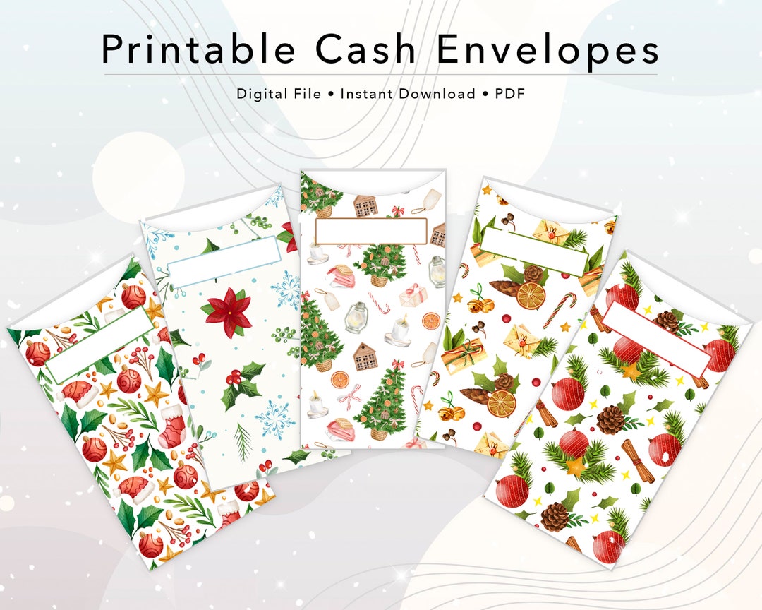 Printable Christmas Cash Envelopes, Winter Cash Envelopes, Set of 5 ...