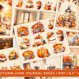 Kit de carnet d'automne confortable, 30 pages, fichier numérique, scrapbooking, papier imprimable, feuille de collage numérique, fabrication de cartes, téléchargement immédiat