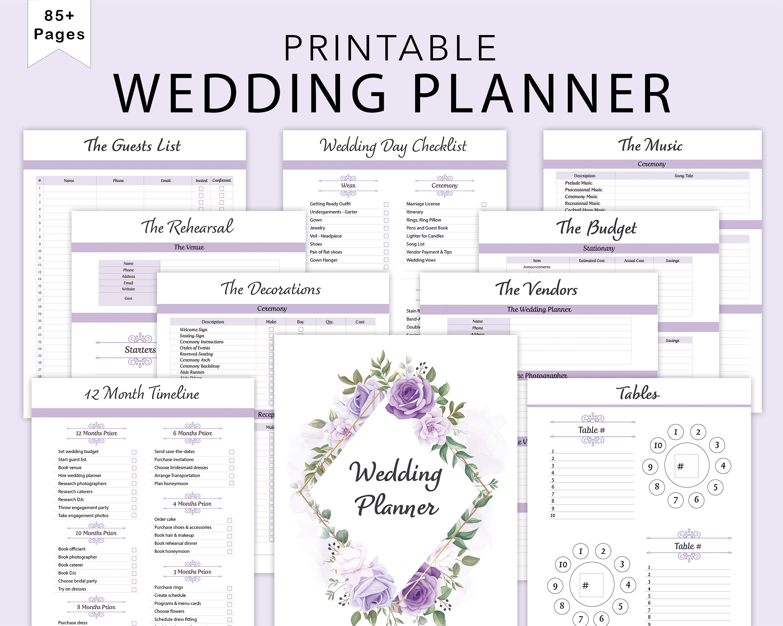 Wedding Planner Printable Printable Wedding Planner Kit Etsy