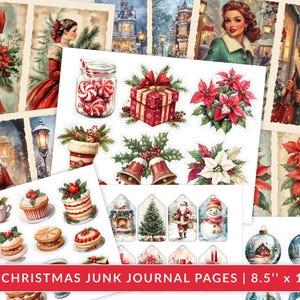 Christmas Junk Journal Kit: 34 Page Printable Collage (Digital File)